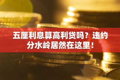武汉五厘利息算高利贷吗？违约分水岭居然在这里！