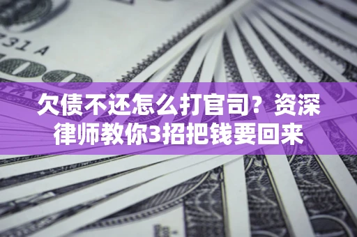武汉欠债不还怎么打官司？资深律师教你3招把钱要回来